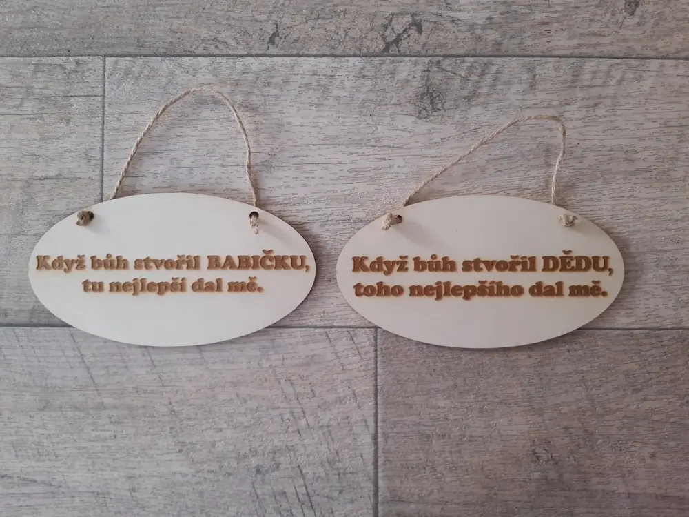 CEDULKA - Když bůh stvořil babičku 17x9 cm