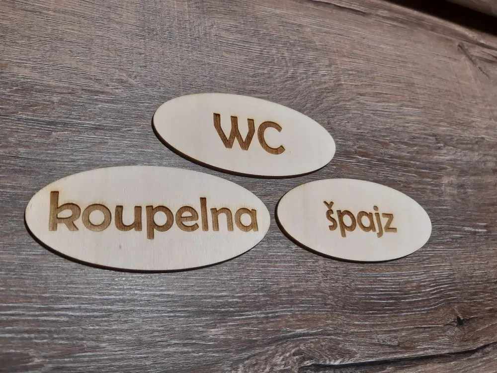 CEDULKA "WC, KOUPELNA, ŠPAJZ" sada
