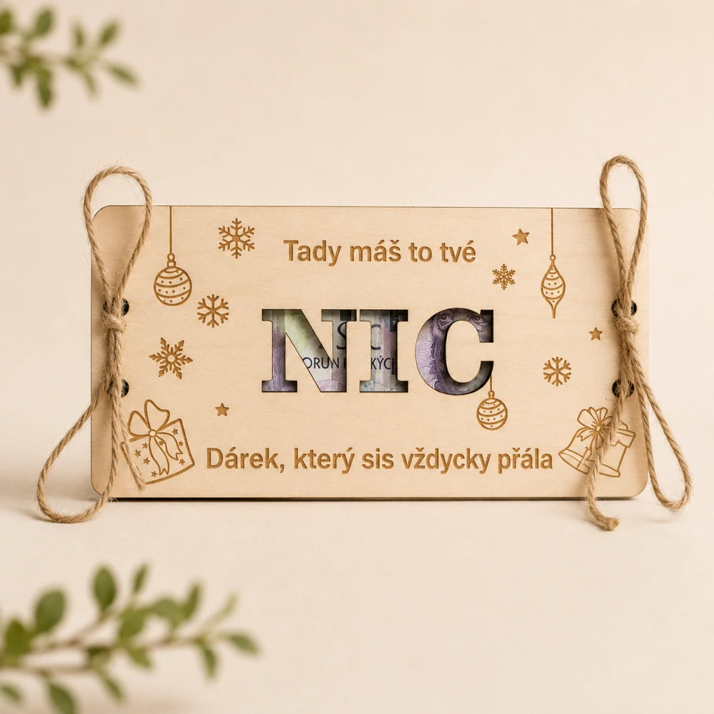 Dřevěná obálka NIC co sis vždycky přála
