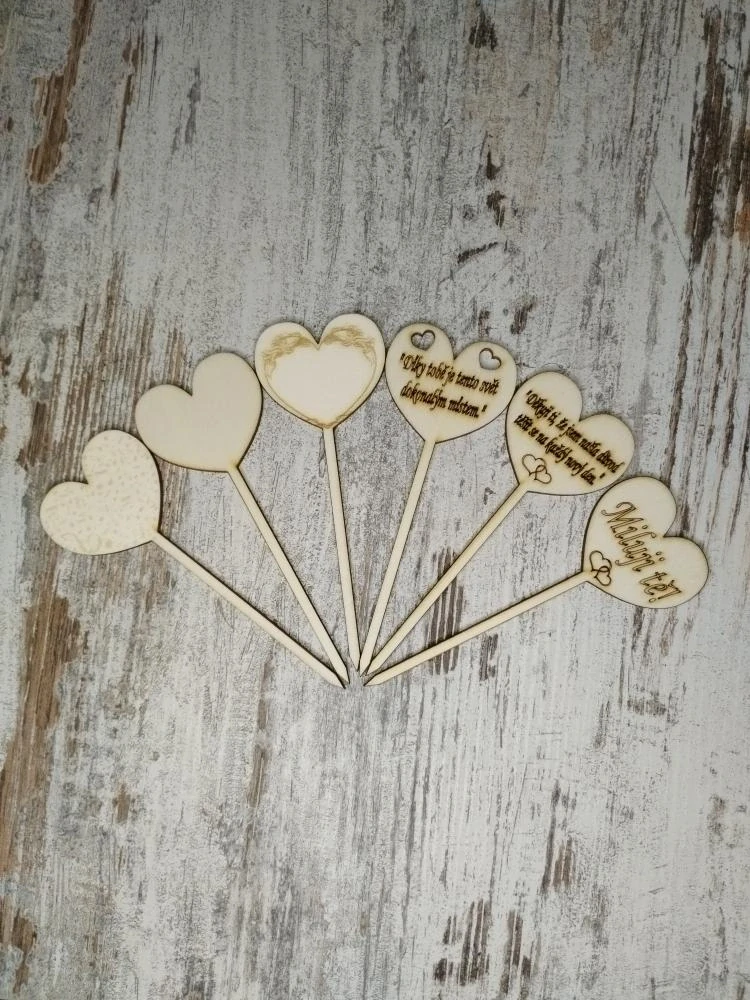 Dřevěné srdce k Valentýnu - zápich