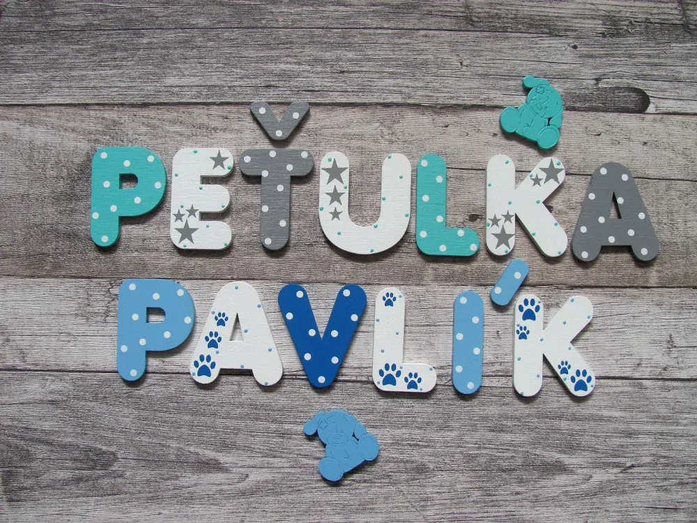 PÍSMENKA dřevěná malovaná typ B 8cm - jméno ilustrační