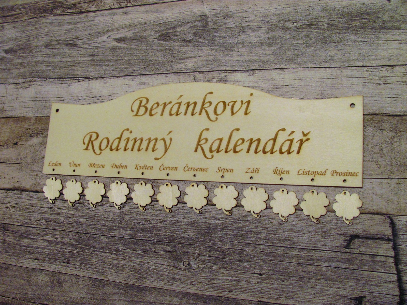 Rodinné kalendáře se čtyřlístky 43x13 cm
