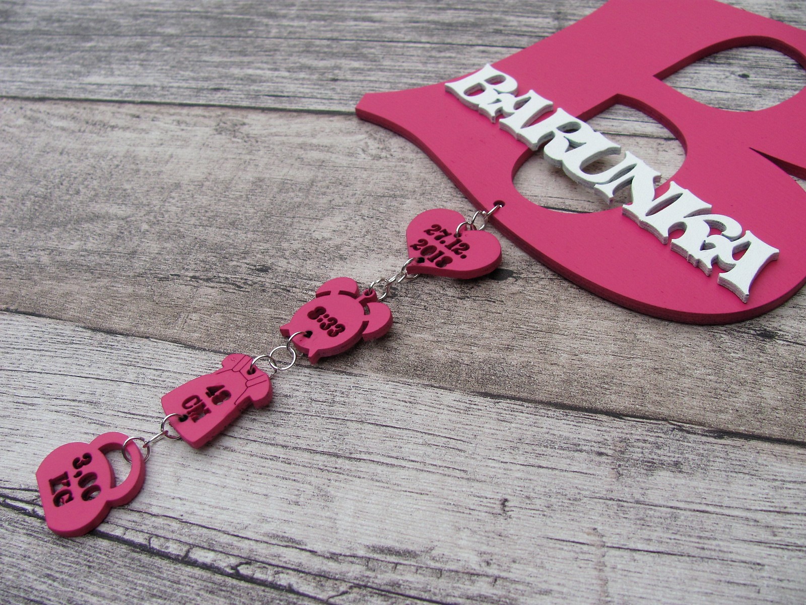 Dřevěná jmenovka 15 cm s porodními údaji