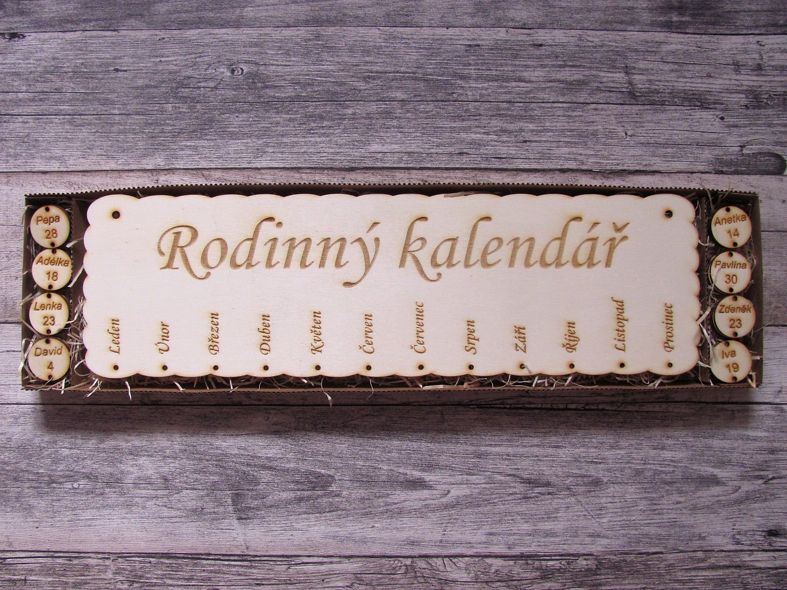 Rodinné kalendář s kroužky-na přání 43x13 cm