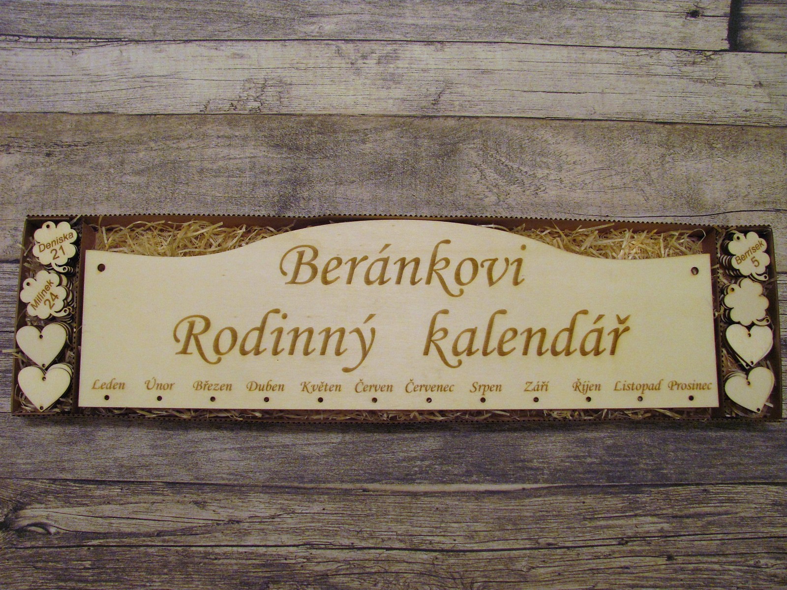 Rodinné kalendáře s lístky/piky 43x13 cm