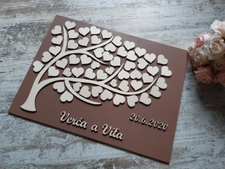 KNIHA hostů 30x40 cm (55 srdíček) TMAVÁ VARIANTA