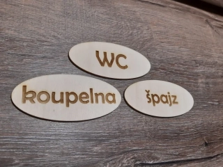 CEDULKA "WC, KOUPELNA, ŠPAJZ" sada