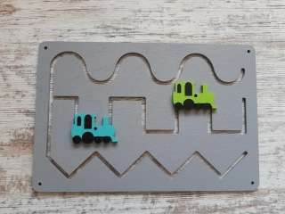 DESKA malovaná hrací 30x20 cm - s 2 vláčky
