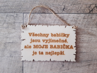 Moje babička je nejlepší - cedulka 14x9 cm