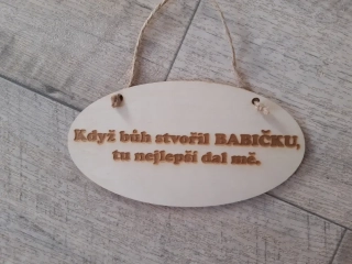 CEDULKA - Když bůh stvořil babičku 17x9 cm