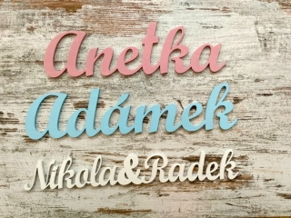 Dřevěný NÁPIS/JMENOVKA malovaná VZOR 35cm