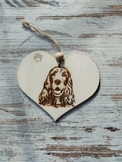 SRDÍČKO dřevěné 12x14cm - Anglický kokršpaněl