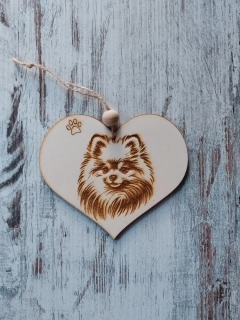 SRDÍČKO dřevěné 12x14cm - Pomeranian