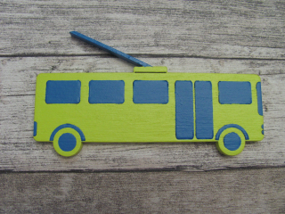 Dřevěný autobus/trolejbus 6x11 cm